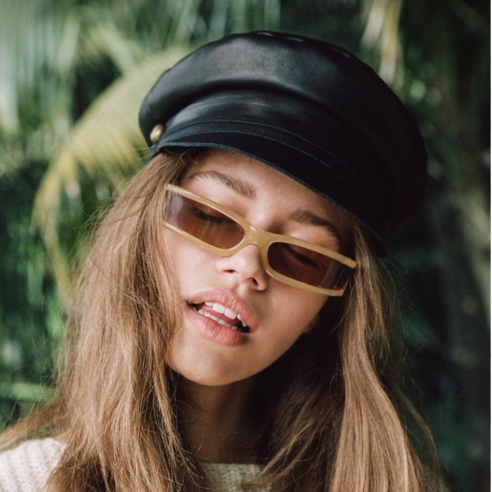 Lack of Color Black Lola Faux Suede Leather Hat Cap